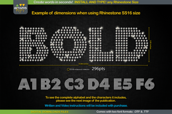 RS04 Modern DIY RHINESTONE TTF Template: Create Custom Bling Designs